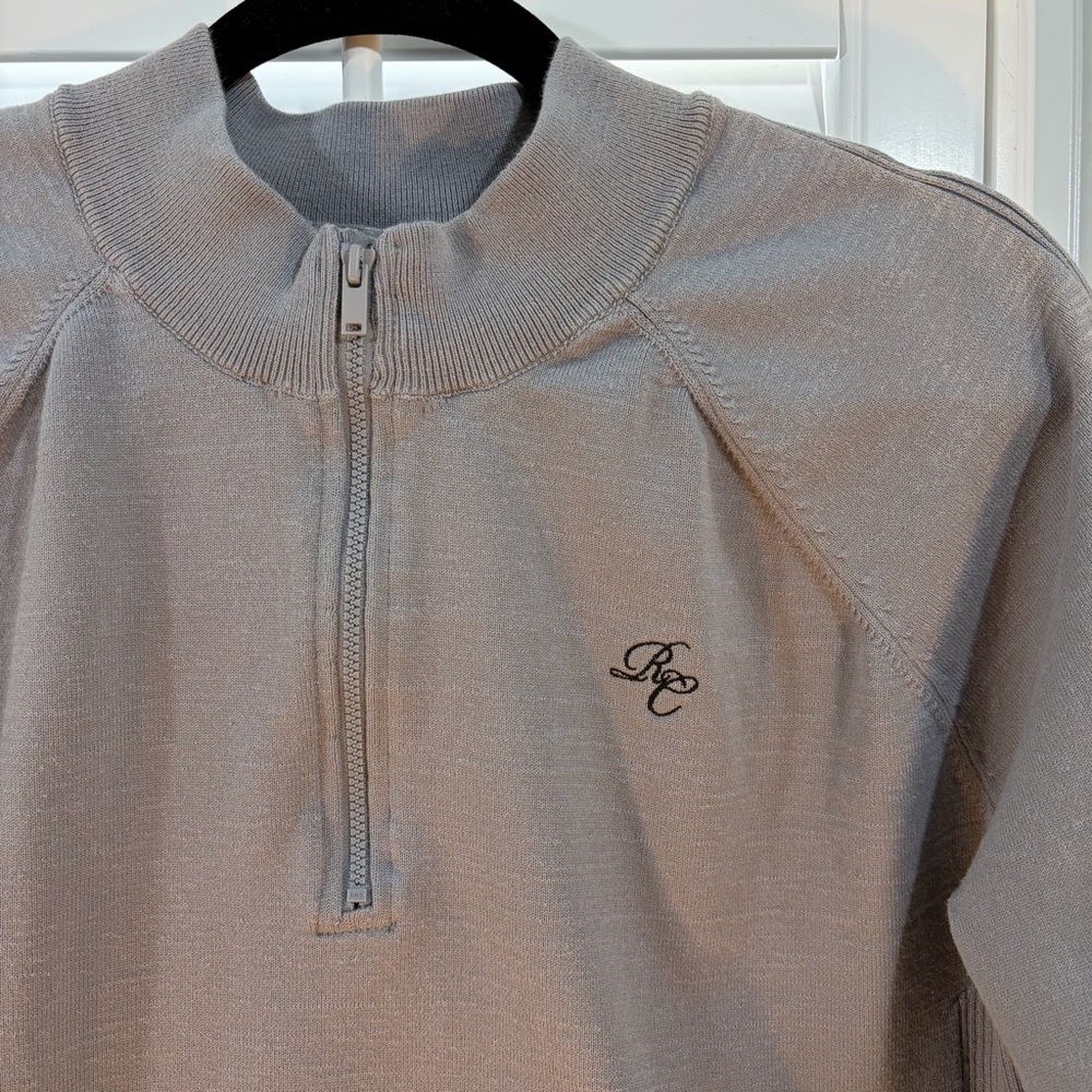 River Club Light Gray Zip-Up Sweater